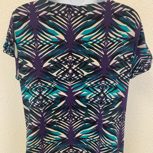Worthington Abstract lines Geometric Print Top short sleeves Large - Picture 6 of 7